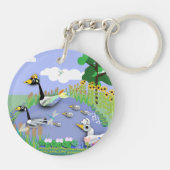ガカラフルーゼとアヒルを持つ漫画スタイル池 キーホルダー (裏面)