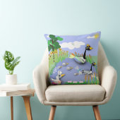 ガカラフルーゼとアヒルを持つ漫画スタイル池 クッション (椅子)