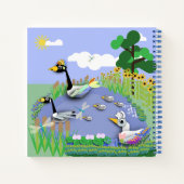 ガカラフルーゼとアヒルを持つ漫画スタイル池 ノートブック (裏面)