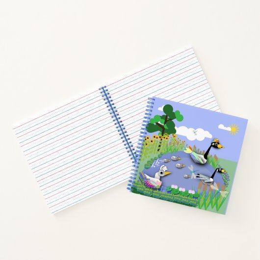 ガカラフルーゼとアヒルを持つ漫画スタイル池 ノートブック (内部)
