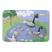 ガカラフルーゼとアヒルを持つ漫画スタイル池 バスマット (正面)