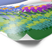 ガカラフルーゼとアヒルを持つ漫画スタイル池 フォトプリント            (角)