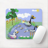 ガカラフルーゼとアヒルを持つ漫画スタイル池 マウスパッド (マウス)