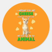 ガガとグランプスのチーズ・アニマル・ファニー・オレンジ・チワワ ラウンドシール (正面)