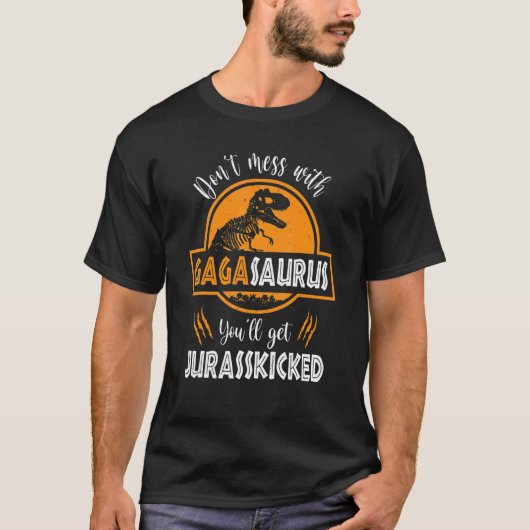 ガガサウルスと散らかすなジュールスキートもらうぞ Tシャツ (正面)