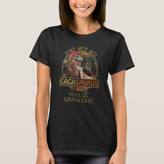 ガガサウルスと散らかすなジュールスキートもらうぞ Tシャツ (正面)