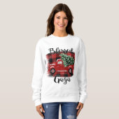 ガガ賛美レッドトラックヴィンテージクリスマスツリー スウェットシャツ (正面フル)