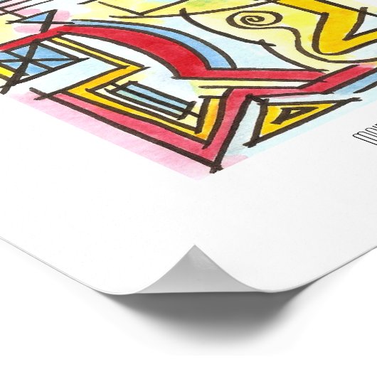 ガゲトリーファイブボーモダンハウスジオメトリックウォーター色 ポスター (角)