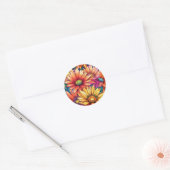 ガサニア花開花夏パターン ラウンドシール (封筒)