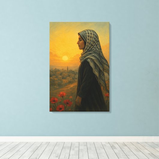 ガザのパレスチナ人女性 – 希望と強さ キャンバスプリント (インサイチュ (ウッドフロア))