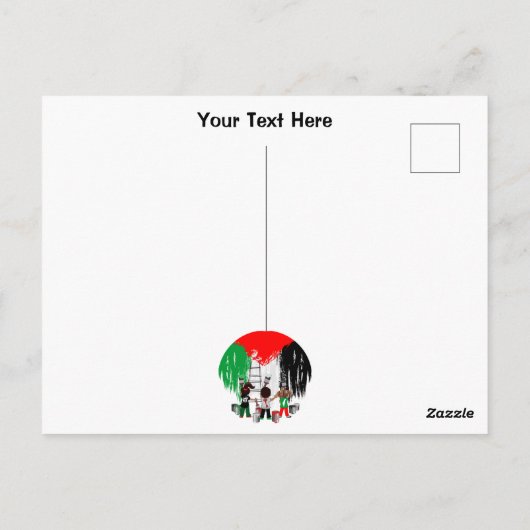 ガザのパレ絵を描スティナ国旗の子ども ポストカード (裏面)