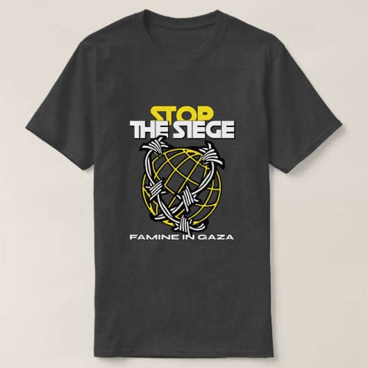 ガザの封鎖による飢餓を止めろ 飢餓  Tシャツ (デザイン正面)