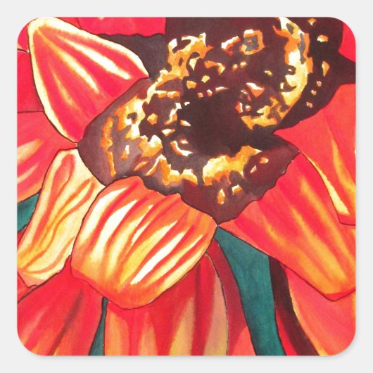 ガザニア砂漠の花アートby Sacha Grossel スクエアシール (正面)