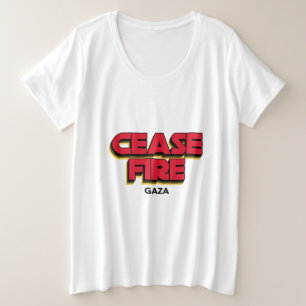 ガザ地区での虐殺を止めろ プラスサイズTシャツ
