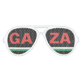 ガザ市パレスチナ国旗の色パーティーの色合い アビエーターサングラス (正面)