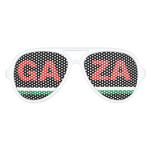 ガザ市パレスチナ国旗の色パーティーの色合い アビエーターサングラス (正面)