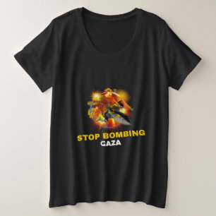 ガザ虐殺をやめろ プラスサイズTシャツ