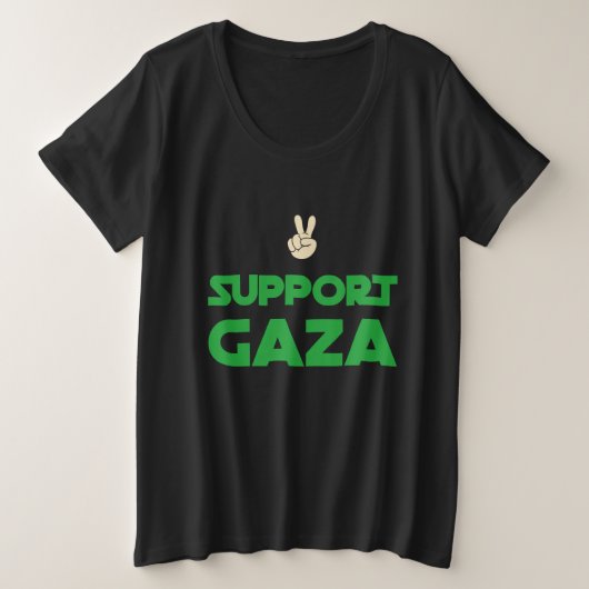 ガザ虐殺反対Tシャツ プラスサイズTシャツ (デザイン正面)
