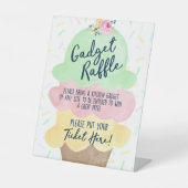 ガジェットラッフルアイスクリームブライダルシャワー 台座サイン (正面)