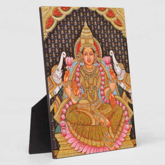 ガジャラクシュミ複雑絵画なタンジョアの南インド フォトプラーク (側面)