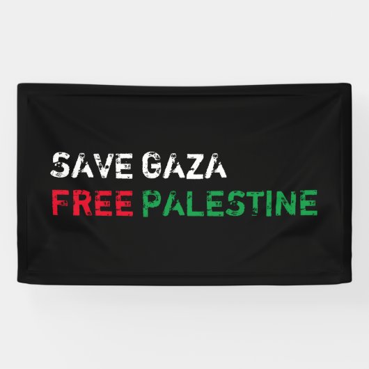 ガジ救アフ無料パレスチナ白い赤い緑の黒 横断幕 (横)