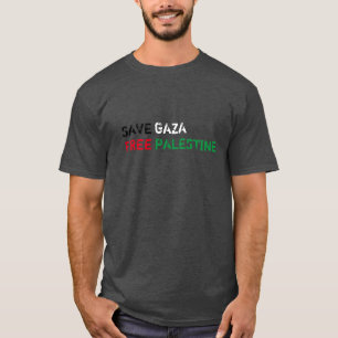 ガジ救ア無料パレスチナグランジタイポグラフィ Tシャツ