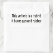 ガスとゴム車を燃やすハイブリッドデカール 長方形シール (バッグ)