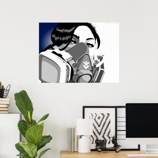 ガスのマスクの女 ポスター (ホームオフィス)