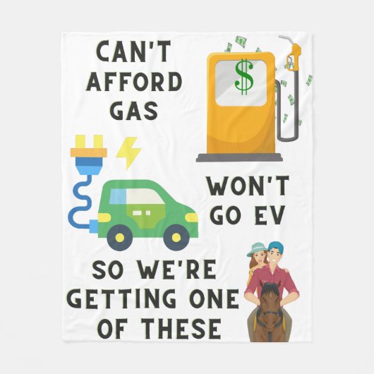ガスやEVなどの馬のジョーク買ギフトを買う余裕がない フリースブランケット (正面)