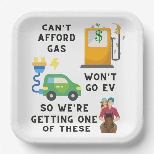 ガスやEVなどの馬のジョーク買ギフトを買う余裕がない ペーパープレート (正面)