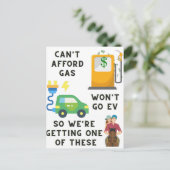 ガスやEVなどの馬のジョーク買ギフトを買う余裕がない ポストカード (スタンド正面)