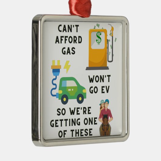 ガスやEVなどの馬のジョーク買ギフトを買う余裕がない メタルオーナメント (右)