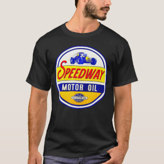 ガスステーションスピードウェイモータ油カーバイクガレージ Tシャツ