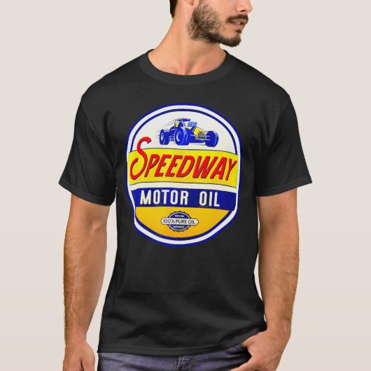 ガスステーションスピードウェイモータ油カーバイクガレージ Tシャツ (正面)