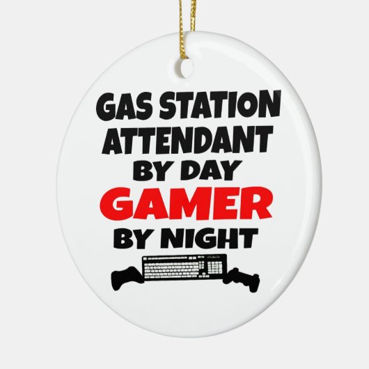 ガスステーション付き添い人ゲーマー セラミックオーナメント (左)