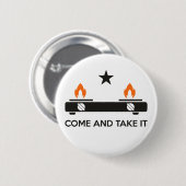 ガスストーブ来を持って行け 缶バッジ (正面&裏面)