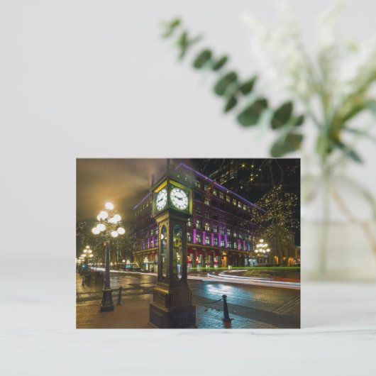 ガスタウン・バンクーバーの蒸気時計BC at Night ポストカード (スタンド正面)