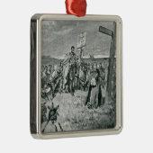 ガスペで十字をセットアップしているジェイクスCartier メタルオーナメント (右)