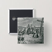 ガスペで十字をセットアップしているジェイクスCartier 缶バッジ (正面&裏面)