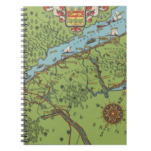 ガスペ半島、カナダ地図 ノートブック (正面)