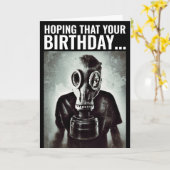 ガスマスクおもしろい誕生日カード カード (黄色い花)