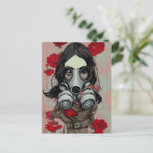 ガスマスクと花はがき ポストカード (スタンド正面)