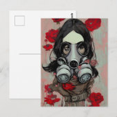 ガスマスクと花はがき ポストカード (正面/裏面)