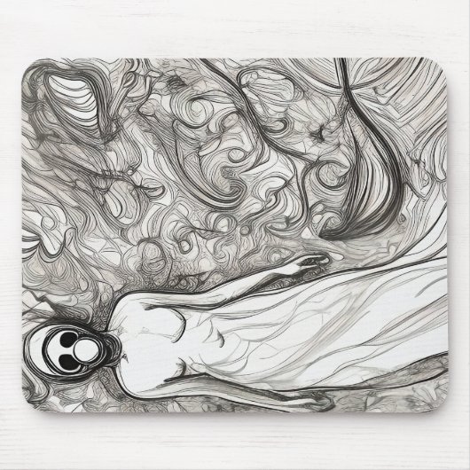 ガスマスクに入った女性 マウスパッド (正面)