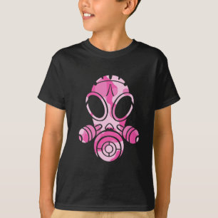 ガスマスクのピンクの迷彩柄 Tシャツ
