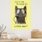 ガスマスクのポスターを貼った猫 ポスター (キッチン)