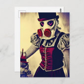 ガスマスクの人形と人形 ポストカード (正面/裏面)