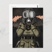 ガスマスクはがき内の女性 ポストカード (正面/裏面)