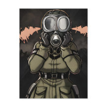 ガスマスクはがき内の女性