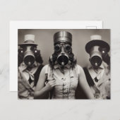 ガスマスクはがき内の女性 ポストカード (正面/裏面)